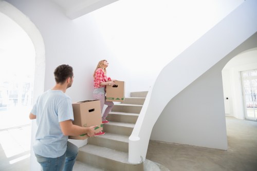 Commercial removals setup for an office move in Ruislip with desks and equipment