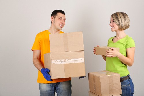 Household furniture and boxes prepared for removals in a Ruislip residential property