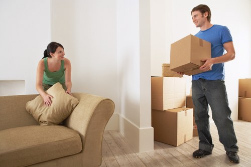 Boxes and furniture being loaded for a local move