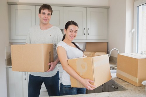 Boxes and household items prepared for urgent removals in Ruislip