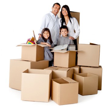 Packed boxes and protective wrapping ready for a local move in Ruislip